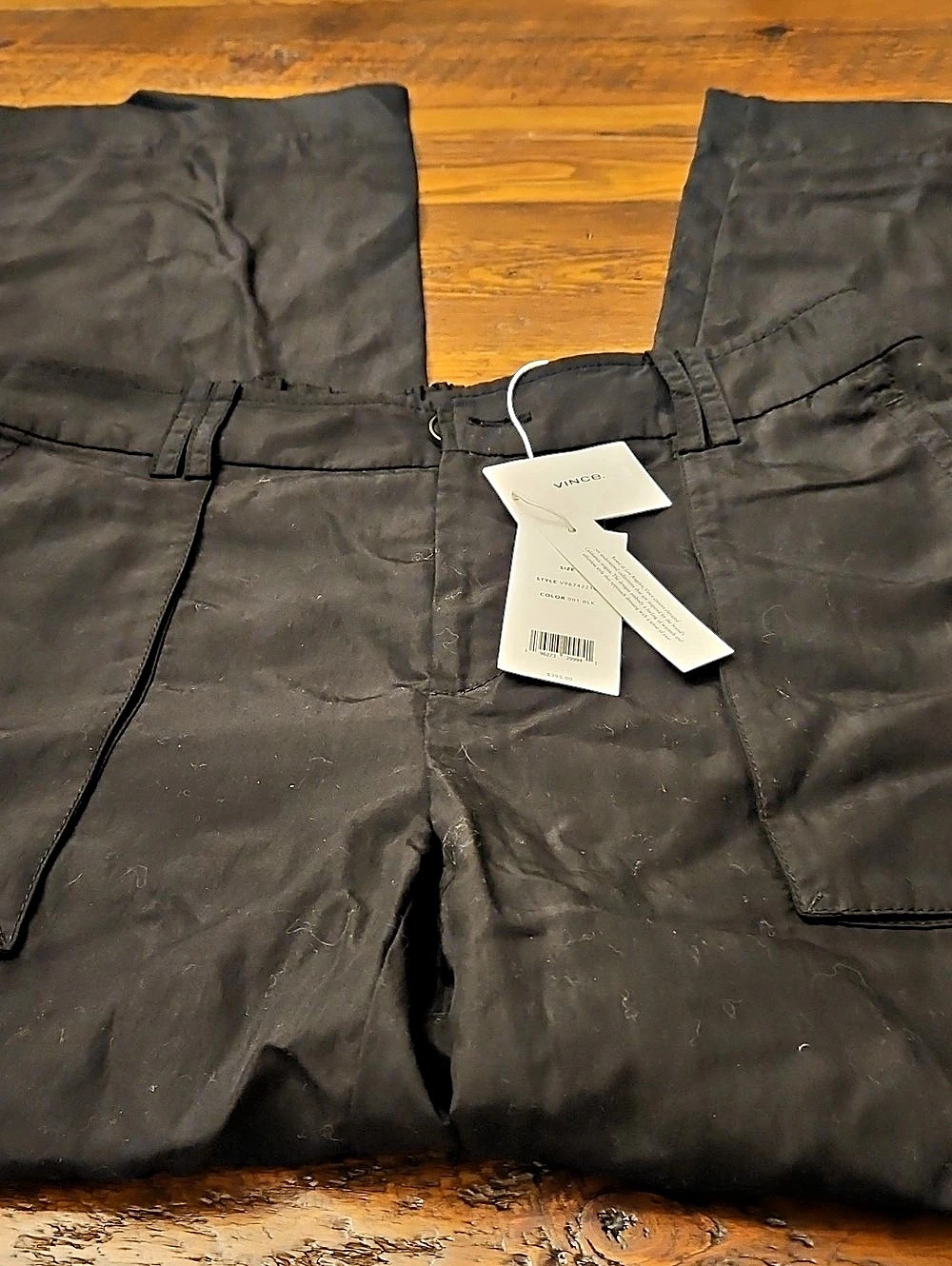 Vince Mid-Rise Wide Leg Fluid Cargo Trouser Cargo Style Pants Black Size 8 NWT